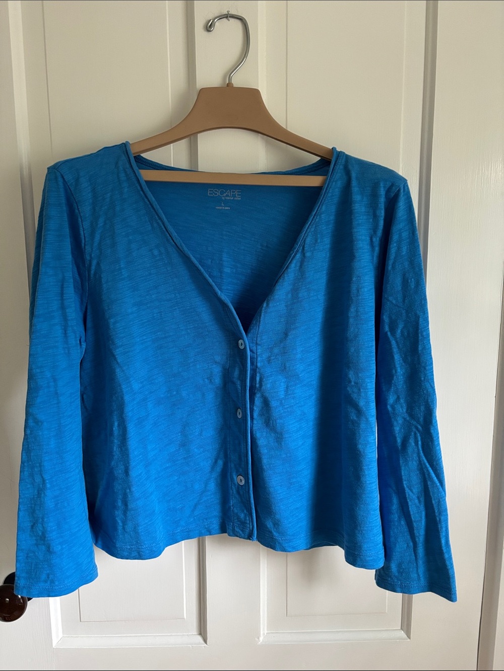 Escape Women's Teal Blue Button-Front Lightweight Top